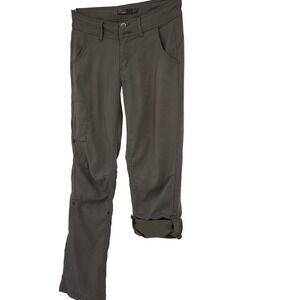 Prana Womens Size 4 Gray Convertible Hiking Pants Roll Up Snap Outdoor Travel